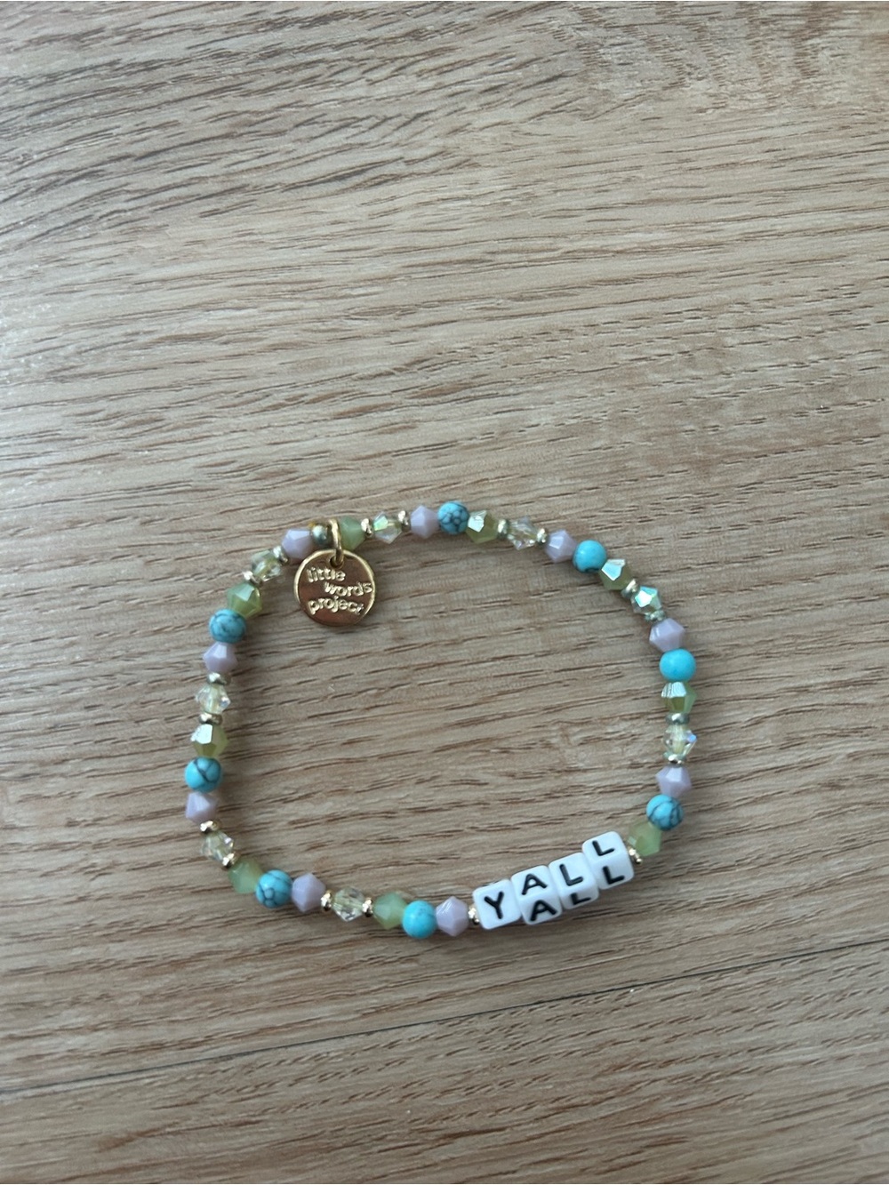 Little Words Project "YALL" Turquoise & Gold Beaded Bracelet